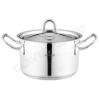 КАСТРЮЛЯ 1,8Л AGNESS 16*10СМ НЕРЖ. СТАЛЬ 18/10 С КРЫШКОЙ НЖС/4 арт. 916-455