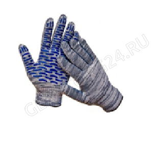 Перчатки х/б с ПВХ Волна березка 10 класс 5 нитей 