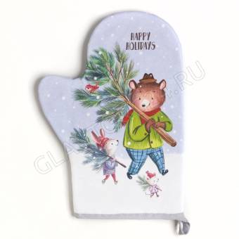 Прихватка варежка 20*27см саржа ватин Этель Magic winter 