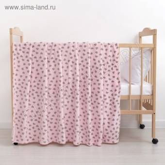 Плед 130*160см КРОШКА Я Сердечки велсофт фиолетовый