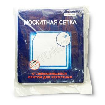 Москитная сетка для окон с крепежной лентой 1,3х1,5м, в пакете
