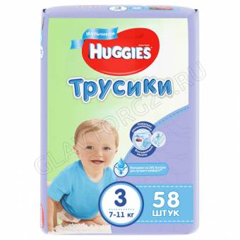 Huggies 3 (58шт) 7-11кг Трусики-подгузники д/мальчиков
