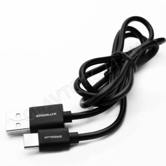 Кабель USB штекер-Type-C штекер ERGOLUX ELX-CDC02P-C02 ПРОМО 1м силиконовый 2А черный