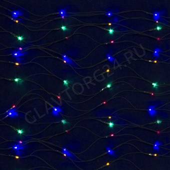 СНОУ БУМ Гирлянда электр. Сетка, 144 лампы, 1,5x1,5м, мультицвет, 8 реж, ПВХ зел.провод, 220В