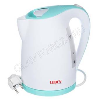 Чайник электрический LEBEN 291-070 1,8л 1,85кВт пластик бело-зеленый