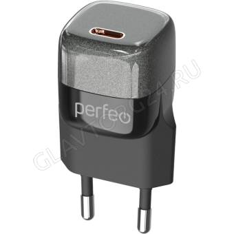 Зарядное устройство сетевое PERFEO I4650 1xType-C 5-12B 1,67A-3А черный