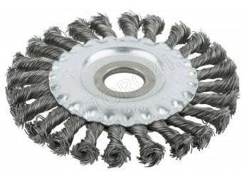 Корщетка, тип "колесо", посадочный диаметр 22,2 мм, стальная витая проволока 125 мм (MOS)