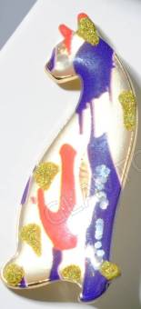 Брошь Кошка египетская, цветная в золоте