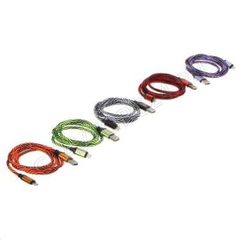 Кабель USB штекер-Lightning штекер FORZA 1м тканевый 1,5А микс