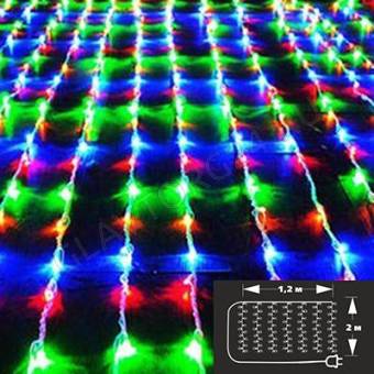 СНОУ БУМ Гирлянда электр. водопад 200LED, 1,2х2м, 10 нитей, мультицвет, 8 реж, прозр.провод 220В
