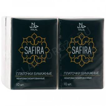 Safira мини платочки бумажные 3х слойные 4шт белые неароматизированные green pack/272