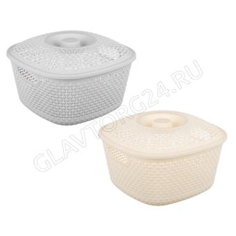 VETTA Корзинка универсальная с крышкой "Соты", пластик, 25,5x25,5x16см, 2 цвета