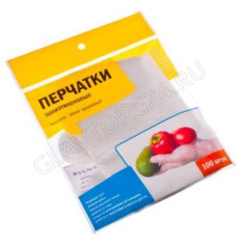 Перчатки полиэтиленовые, 100 шт, р-р M