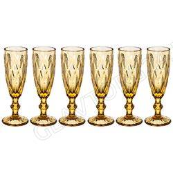 НАБОР БОКАЛОВ 150МЛ Д/ШАМПАНСКОГО "РОМБО" "MUZA COLOR" В=20СМ 6ШТ./4 арт. 781-148