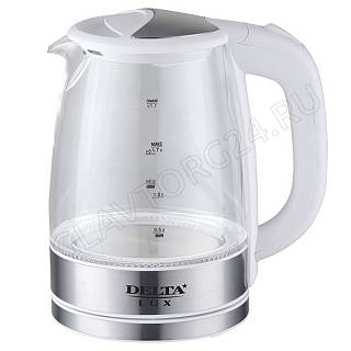 Чайник электрический DELTA DL-1204W 1,7л 2,2кВт стекло белый
