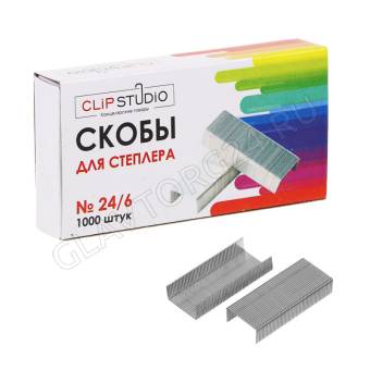 Скобы для степлера №24/6, 1000 штук в картонной коробке