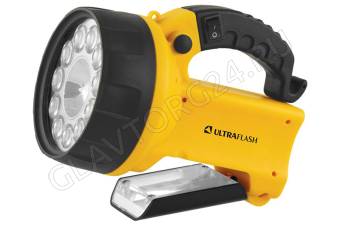Фонарик Ultra Flash UF 3753 LED (аккум, желтый, 11 LED+галог)