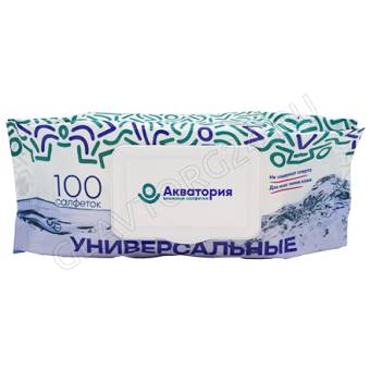Салфетки влажные Акватория 100л Универсальные/20