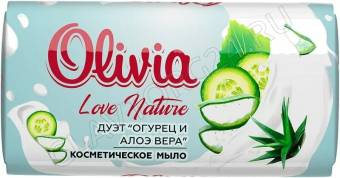 ALVIERO Мыло туалетное твердое 140гр "Olivia Love Nature & Fruttis" Дует огурец и алоэ вера/48