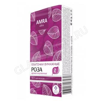 AMRA платочки бумажные 2х-слойные 10шт аромат розы /240