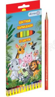 Карандаши 12цв Zoo (шестигранные) европодвес 5022810 Attomex