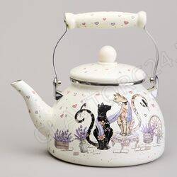 ЧАЙНИК ЭМАЛИР. 2,6Л AGNESS "LAVANDER CATS"/8 арт. 943-073