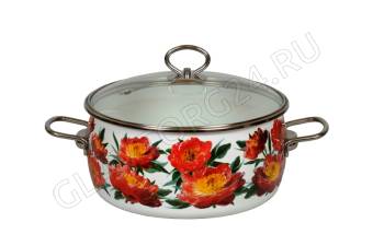 Кастрюля эмалир. сферич. 5,0л низкая Peony 1SA245S
