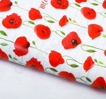 Бумага упаковочная глянцевая "Маки", 100х70 см   2924093