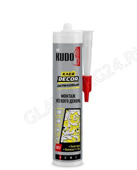 Клей KUDO HOME Decor для монтажа легкого декора, на акрил. основе, белый, 280мл /12