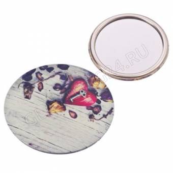 Зеркальце подарочное металл, d7,5см "Ассорти", 6 дизайнов