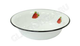 Миска эмалир. 2,0л Клубника садовая серо-голубая С0310.СГ*59
