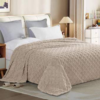 Плед 180*200см велсофт ТМ "Vse DOMA", щерпа, ромб, цвет бежевый, ролик