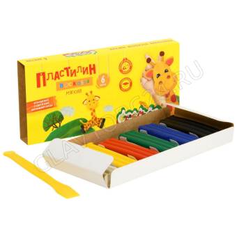 Пластилин восковой  6цв  90г Каляка-Маляка+стек ПВКМ06