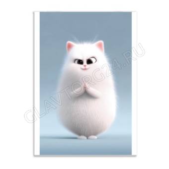 Блокнот, А6, 40 л, арт. 74121 ХИТРЫЙ КОТИК / Блок - белый офсет 60 г/м², клетка, мягкий переплёт (1 